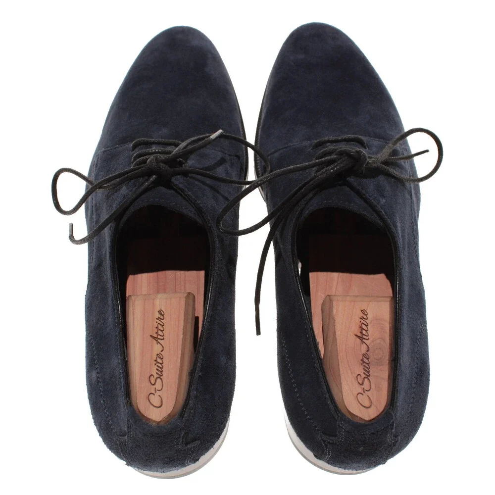 Di Bianco NWOB Lace Up Derby Dress Shoes Size 10 US in Dark Blue Suede